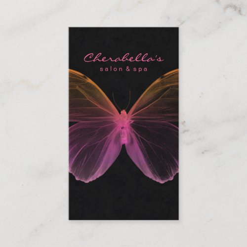Salon Business Card Spa Butterfly Pink Orange