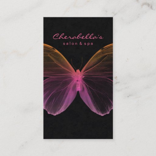 Customizable Salon Business Card Spa Butterfly Pink Orange