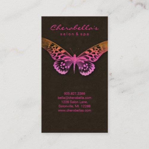 Salon Business Card Spa Butterfly Pink Orange Brwn