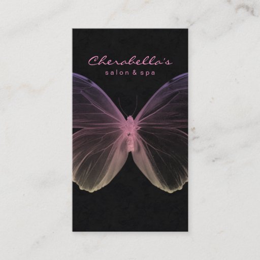 Customizable Salon Business Card Spa Butterfly Pink Purple
