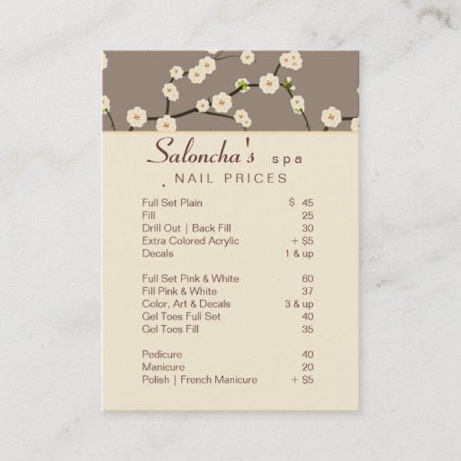 Customizable Salon Business Card spa cherry blossom beige 2