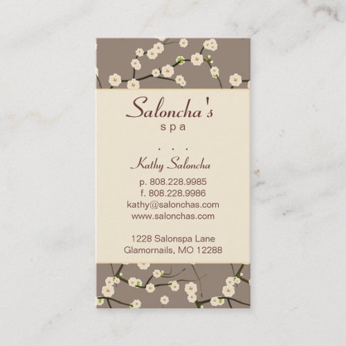 Salon Business Card spa cherry blossom cream