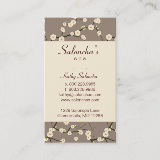 Customizable Salon Business Card spa cherry blossom cream
