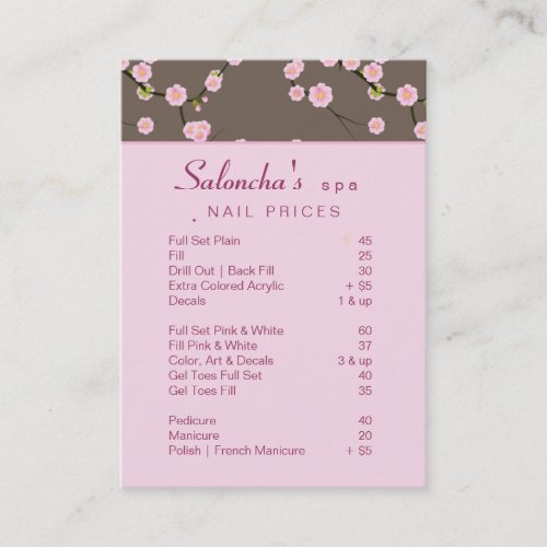Salon Business Card spa cherry blossom pink 2