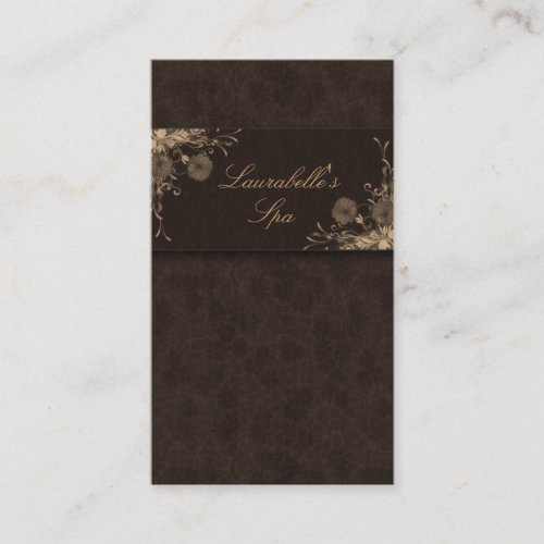 Salon Business Card Spa Flowers Beige Brown