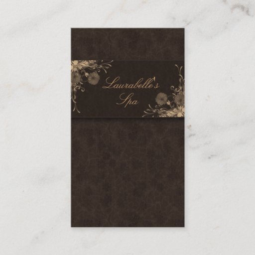 Customizable Salon Business Card Spa Flowers Beige Brown
