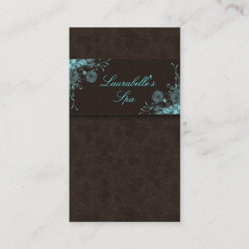 Salon Business Card Spa Flowers Blue Brown