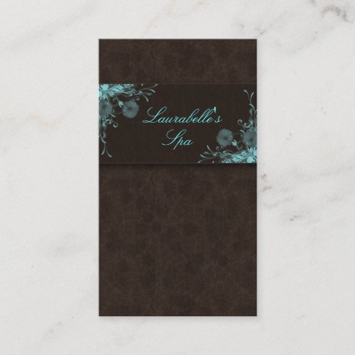 Customizable Salon Business Card Spa Flowers Blue Brown