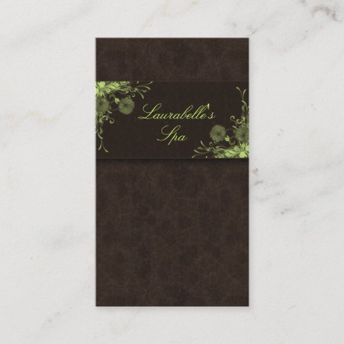 Salon Business Card Spa Flowers Green Brown