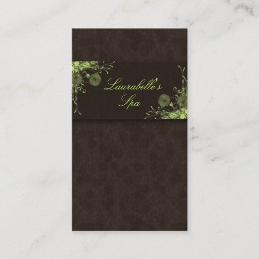Customizable Salon Business Card Spa Flowers Green Brown