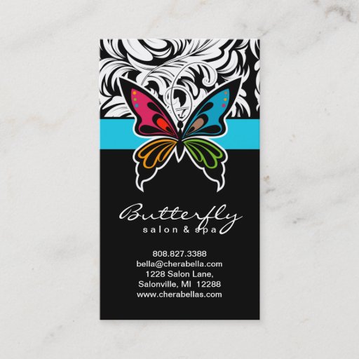 Customizable Salon Business Cards Spa Butterfly Colorful Blue