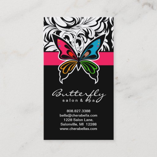 Customizable Salon Business Cards Spa Butterfly Colorful Pink