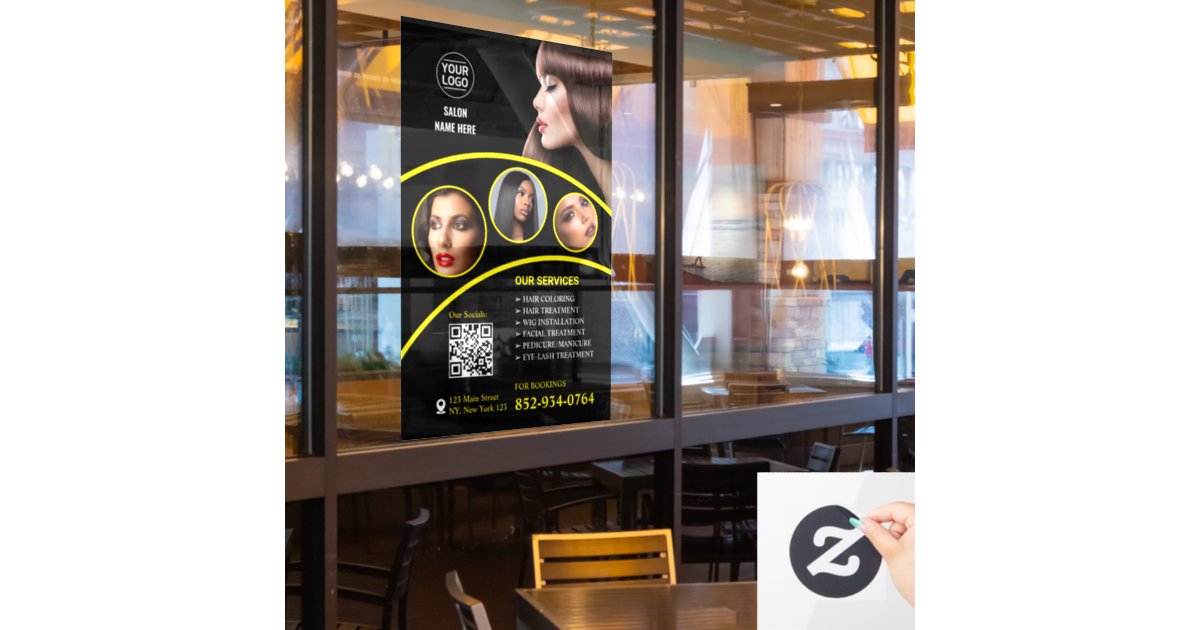 Salon Business Custom Window Cling | Zazzle