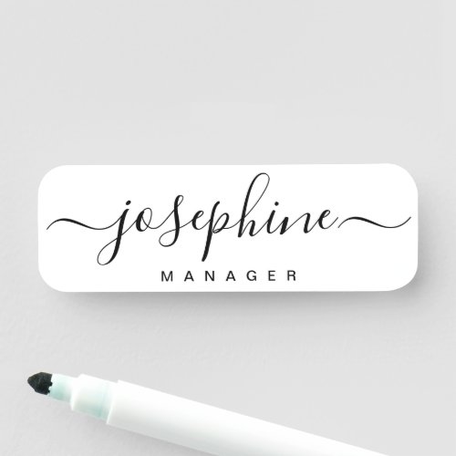 Salon business Simple Elegant Custom script name Name Tag