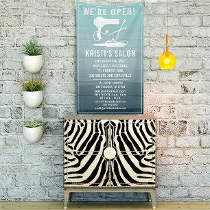 Salon Business We're Open Teal Ombre Banner