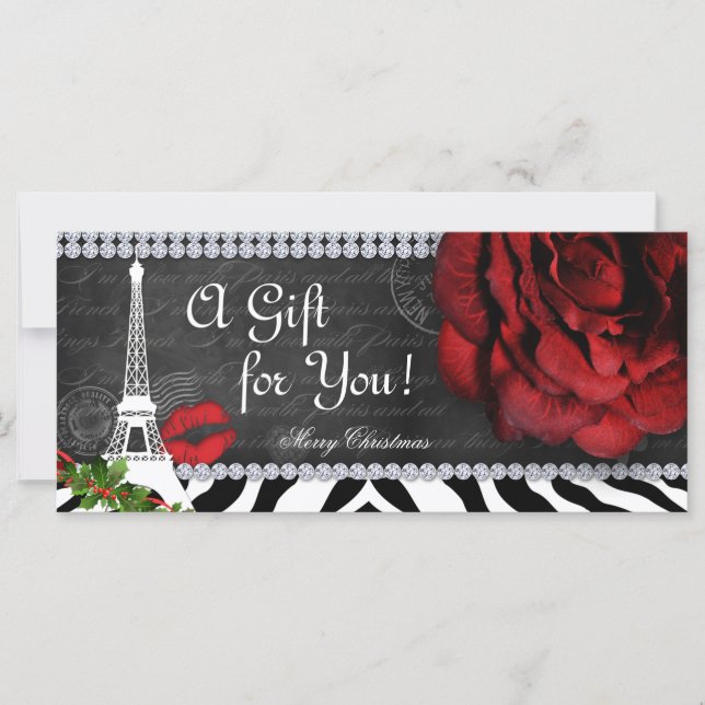 Salon Christmas Gift Certificate Eiffel Tower Rose (Front)