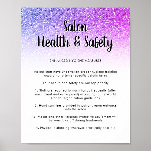 Salon Covid Health Safety Poster Mermaid Glitter