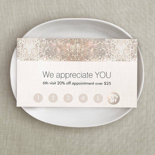 Salon Customer Loyalty 6 Punch Silver Sequin Card (Creator Uploaded)