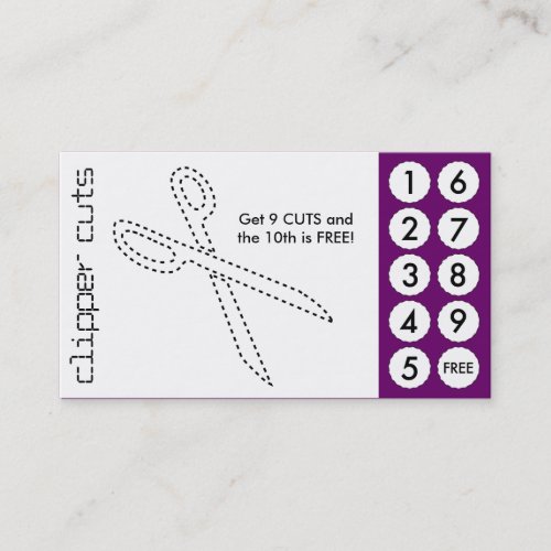 salon cut out punch cards