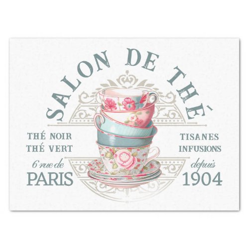 Salon de Th Tearoom French Pink Teacup Decoupage  Tissue Paper