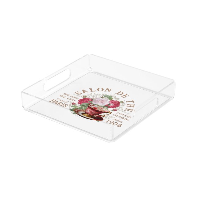 Salon de Thé Tearoom French Rose Teacup Tea Tray (Angled)