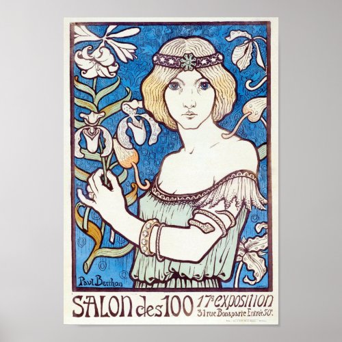 Salon des Cent Art Nouveau cover by Paul Berthon Poster