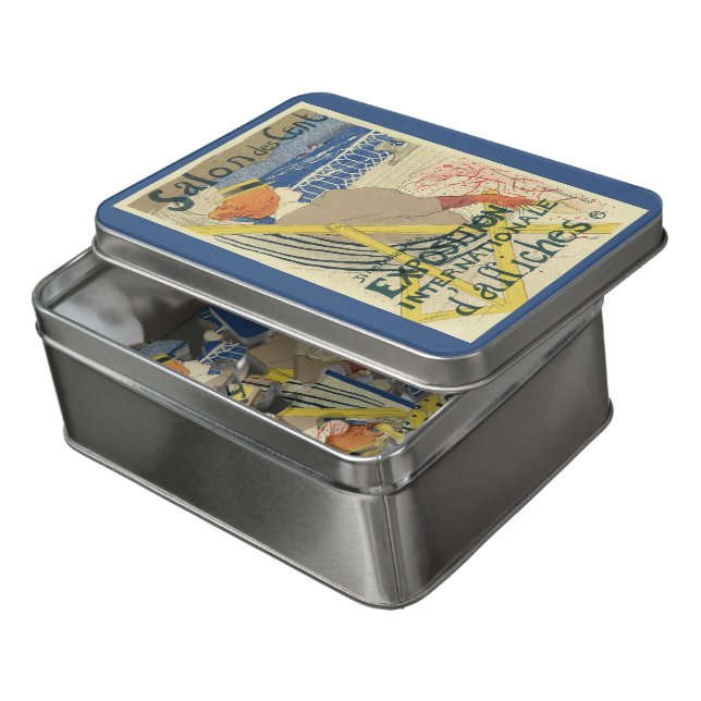 Salon des Cents by Toulouse Lautrec, Art Nouveau Jigsaw Puzzle (Lid Open)