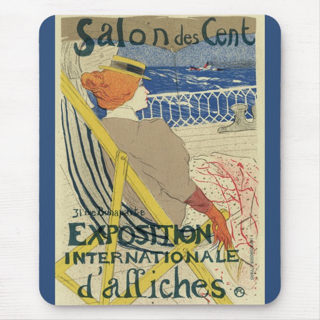 Salon des Cents by Toulouse Lautrec, Art Nouveau Mouse Pad (Front)