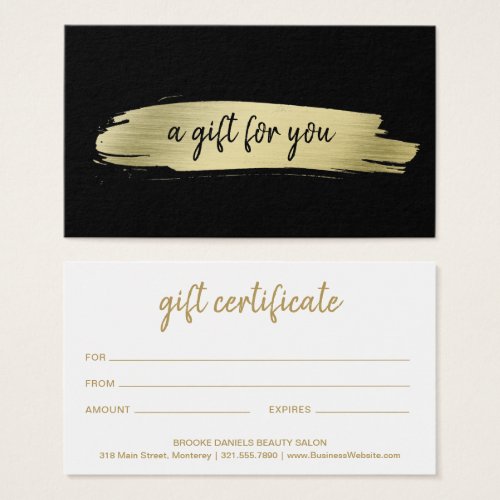 Salon Elegant Business Gold Black Gift Certificate