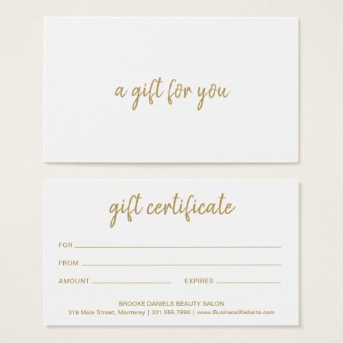 Salon Elegant Gold Business Gift Certificate