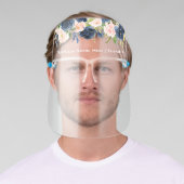 Salon Elegant Watercolor Blue Pink Floral Face Shield (Insitu)
