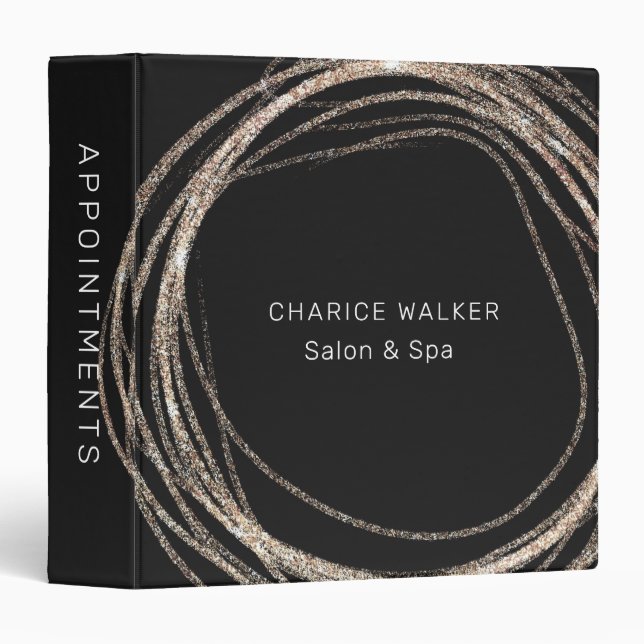 salon faux gold modern abstract appointment 3 ring binder (Front/Spine)