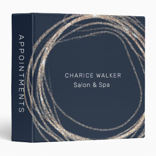 salon faux gold modern abstract appointment 3 ring binder