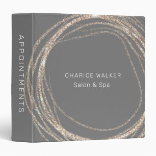 salon faux gold modern abstract appointment 3 ring binder