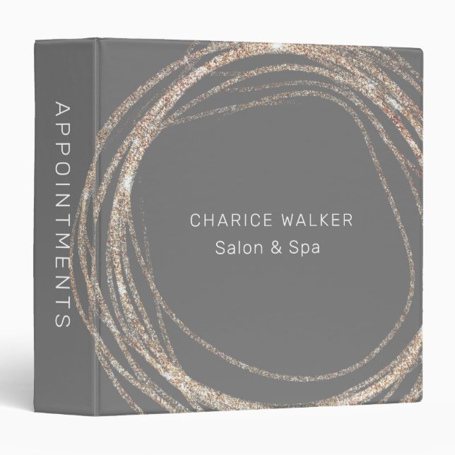 salon faux gold modern abstract appointment 3 ring binder (Front/Spine)