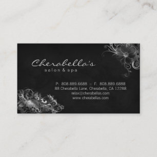 Salon Floral Appointment Business Card Silver Gray