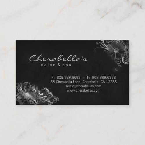 Salon Floral Appointment Business Card Silver Gray