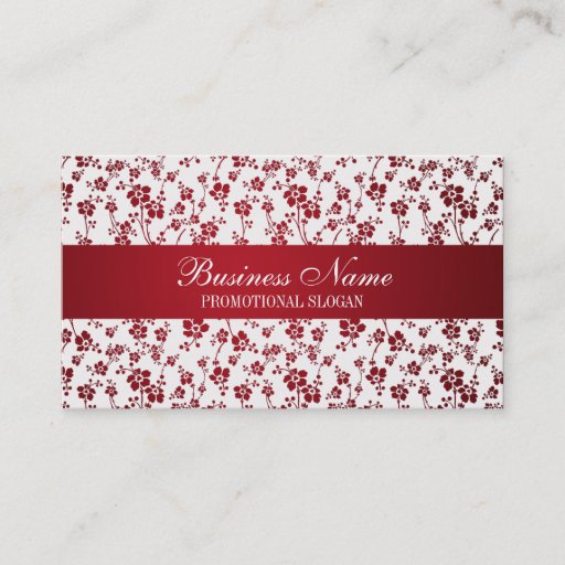 Customizable Salon Floral Red Professional Business Card Template
