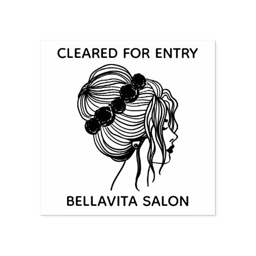 Custom Rubber Stamps 12 Salon Floral Updo Covid Temperature Cleared Entry Rubber Stamp