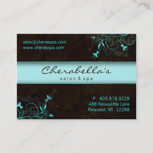Salon Flower Elegant Turquoise Appointment Card Business Card Template