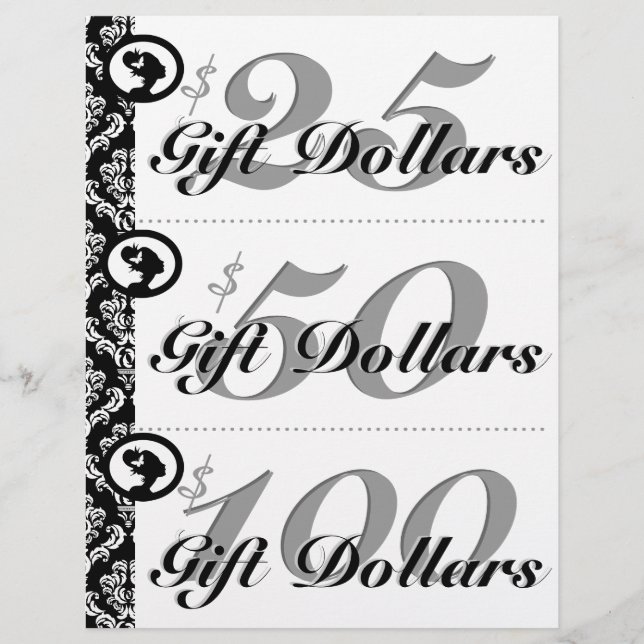 Salon Flyer Spa Gift Certificates Woman Silhouette (Front)