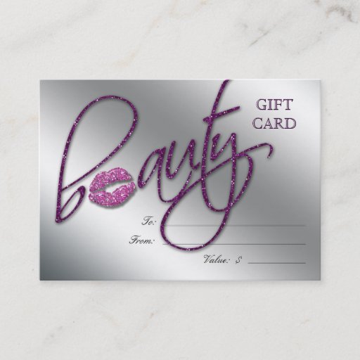 Customizable Salon Gift Card Beauty Lips Sparkle Purple Business Cards