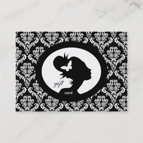 Salon Gift Card Butterfly Woman Silhouette BW