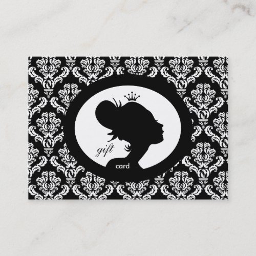 Salon Gift Card Crown Woman Silhouette BW Business Cards