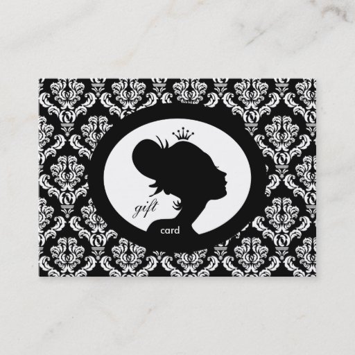 Customizable Salon Gift Card Crown Woman Silhouette BW Business Cards