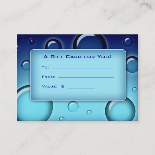 Customizable Salon Gift Card Spa Bubbles blue Business Cards