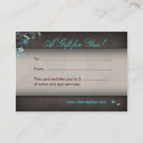 Salon Gift Card Spa Butterfly Business Card Templates