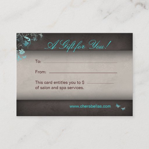 Customizable Salon Gift Card Spa Butterfly Business Card Templates