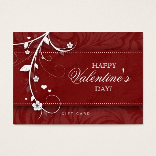 Customizable Salon Gift Card Spa Flower Floral Red Hearts Business Card Template