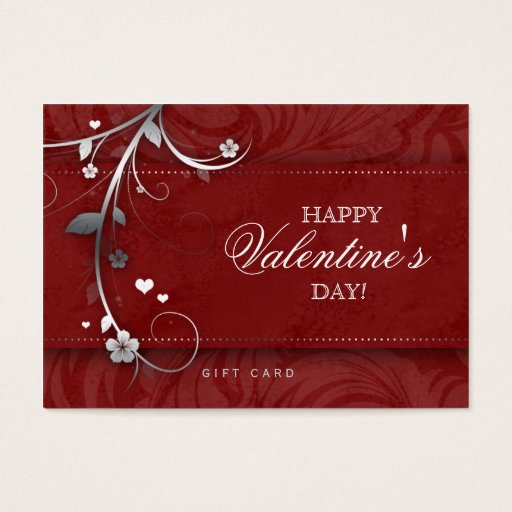 Customizable Salon Gift Card Spa Flower Floral Red Hearts Silve Business Card Templates